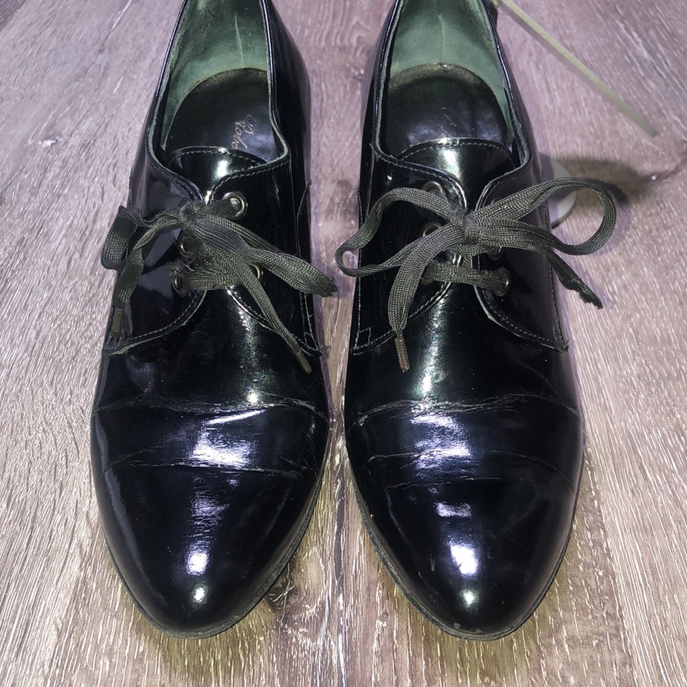 Robert Clergerie Patent Leather Oxford Lace-up Shoe Block Heel - Picture 3 of 12